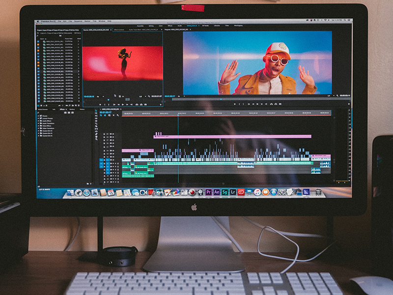 A view of the premiere pro workspace.