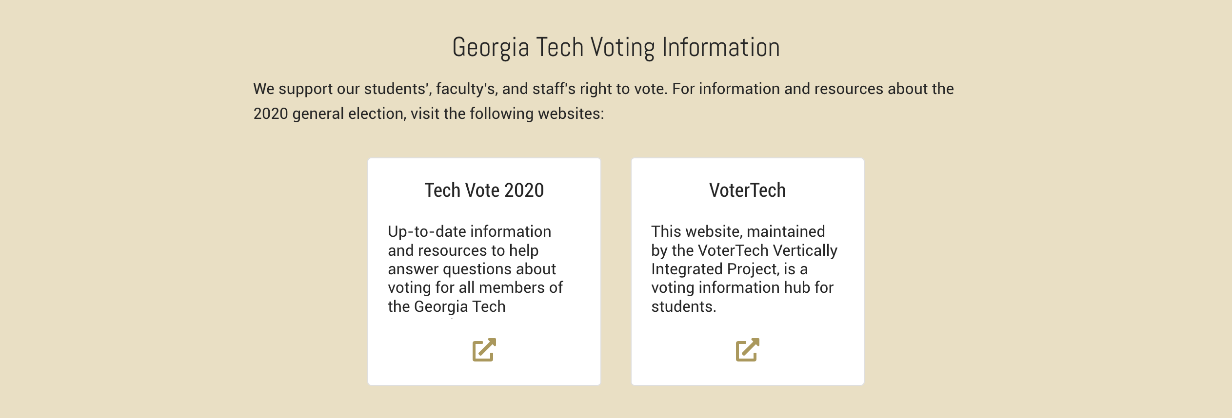 A screenshot of two No-image cards on a gold background from the College of Design website.