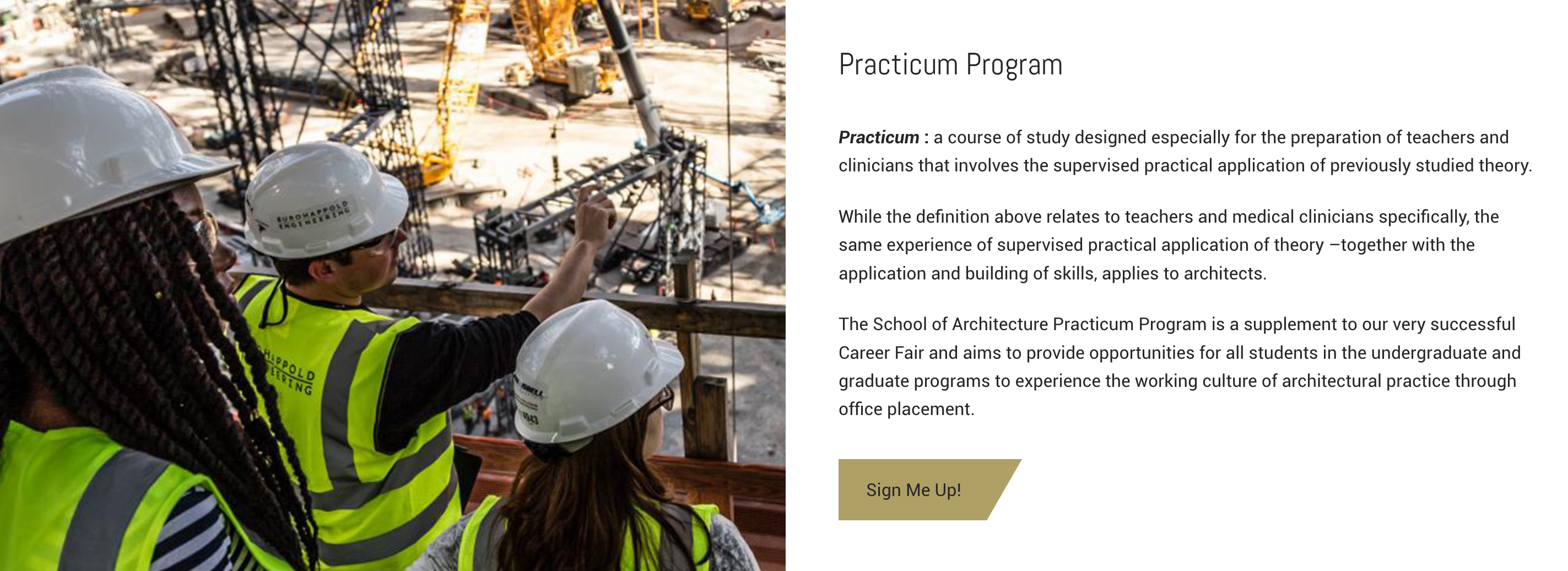 A screenshot of a Feature Module from the School of Architecture website.