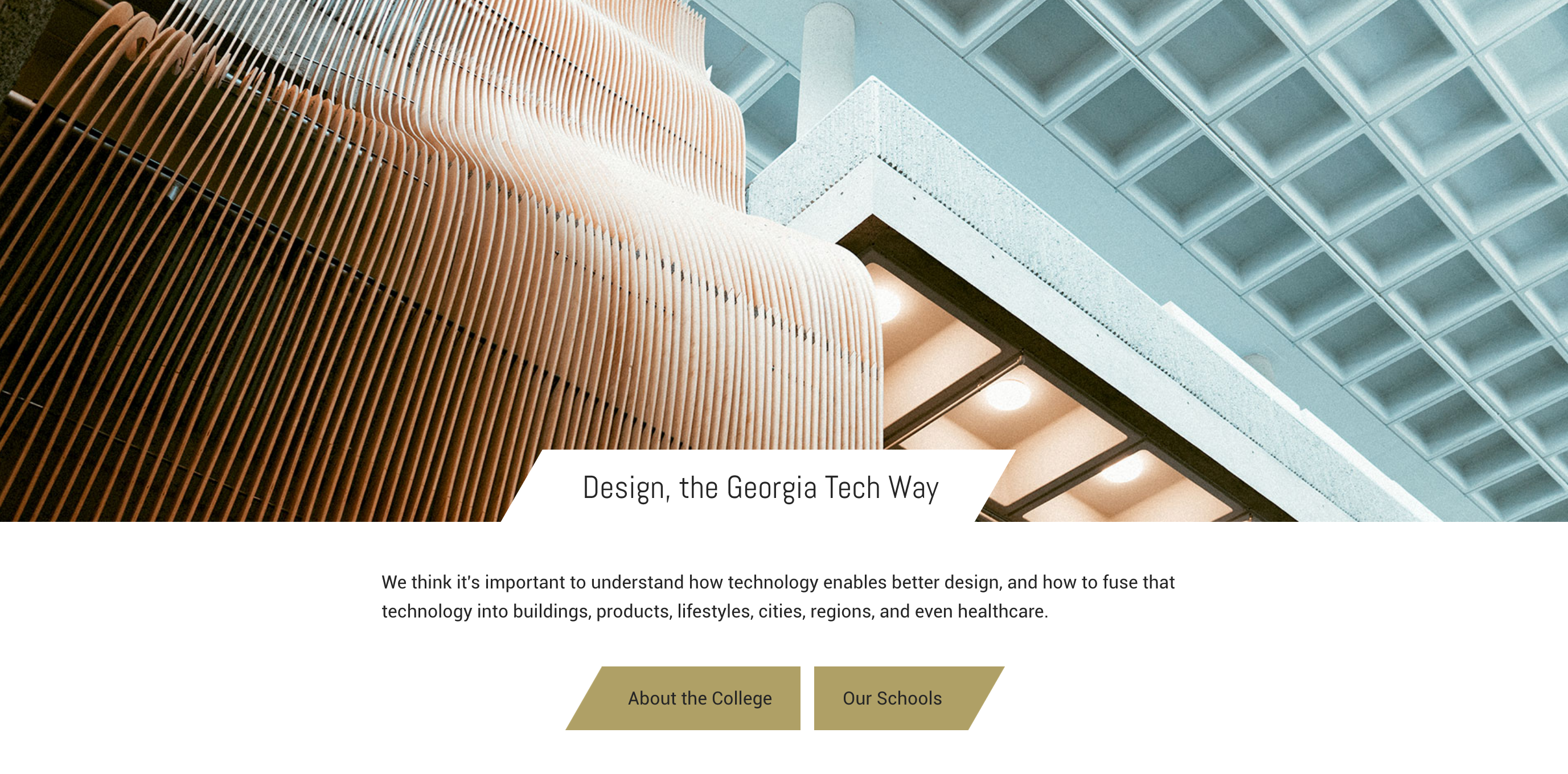 A screenshot of the page top module on the College of Design homepage.